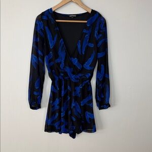 Express Women's Black and Blue Romper